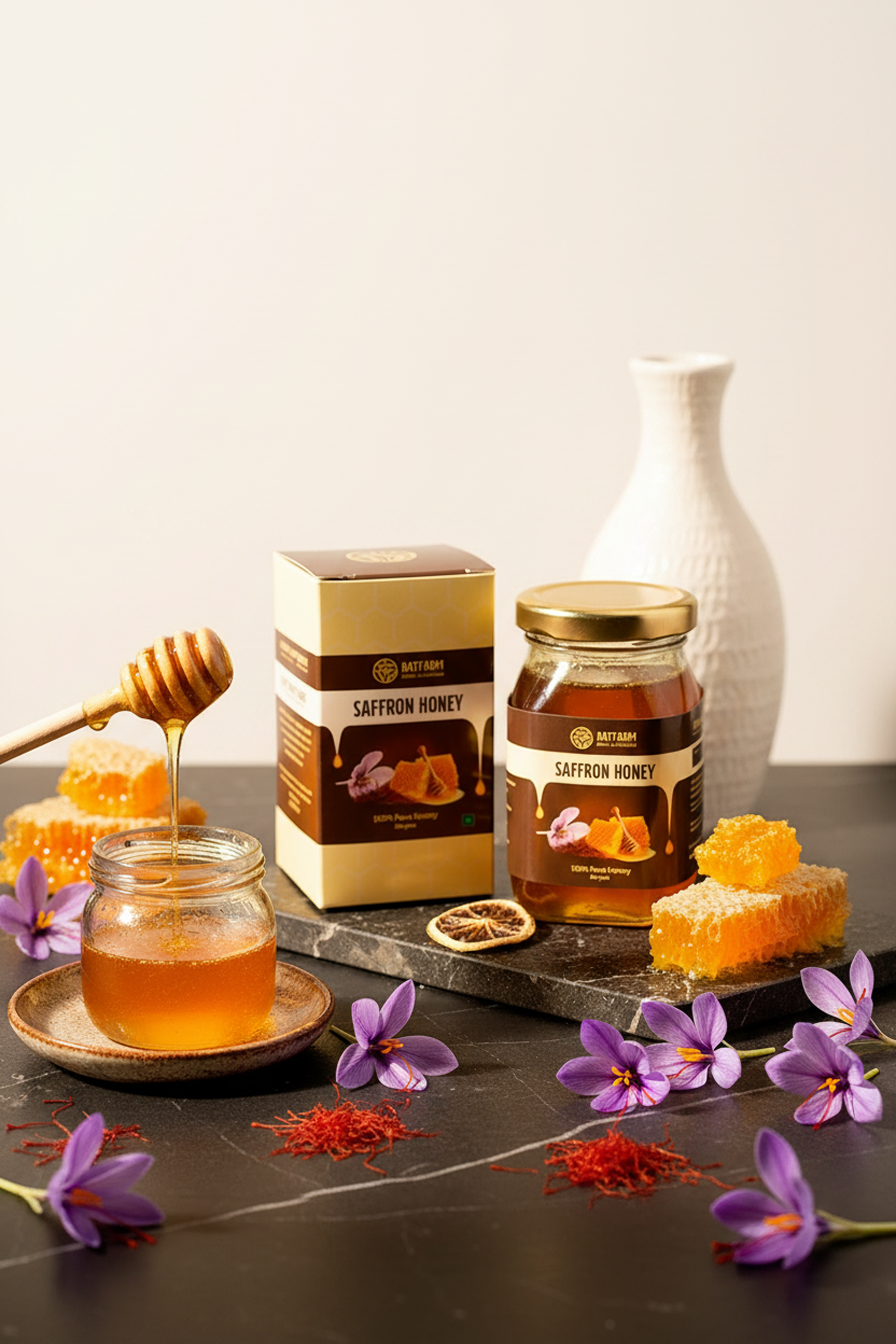 Premium Saffron Honey – 100% Pure Natural Honey Infused with Saffron